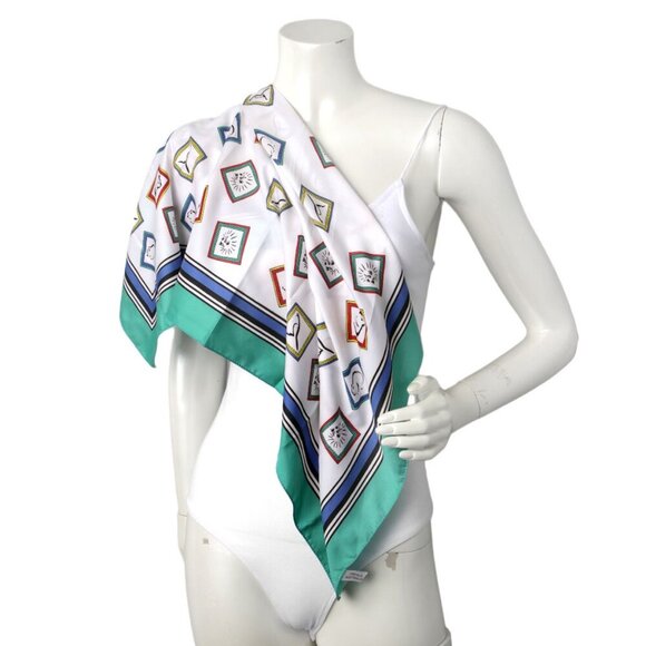 Vintage WEISS Australia Silky Poly Scarf Koala Wombat Italy Green White Animals - Picture 3 of 6